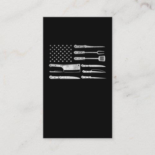 American Flag Butcher Vintage Cooking USA Chef Business Card