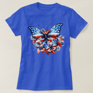 American Flag Butterflies Patriotic T-Shirt