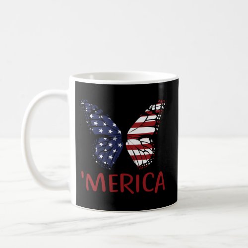 American Flag Butterfly 4Th Of July Usa Patriotic  Coffee Mug