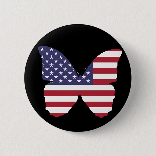 american flag butterfly button (Front)