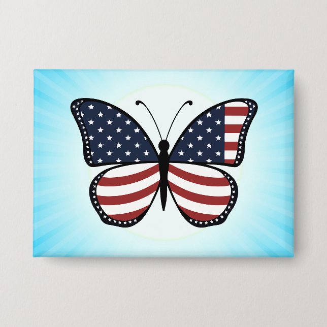 American Flag Butterfly Design-62615 Button (Front)