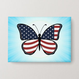 American Flag Butterfly Design Button