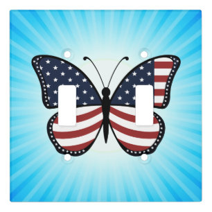 American Flag Butterfly Design Light Switch Cover