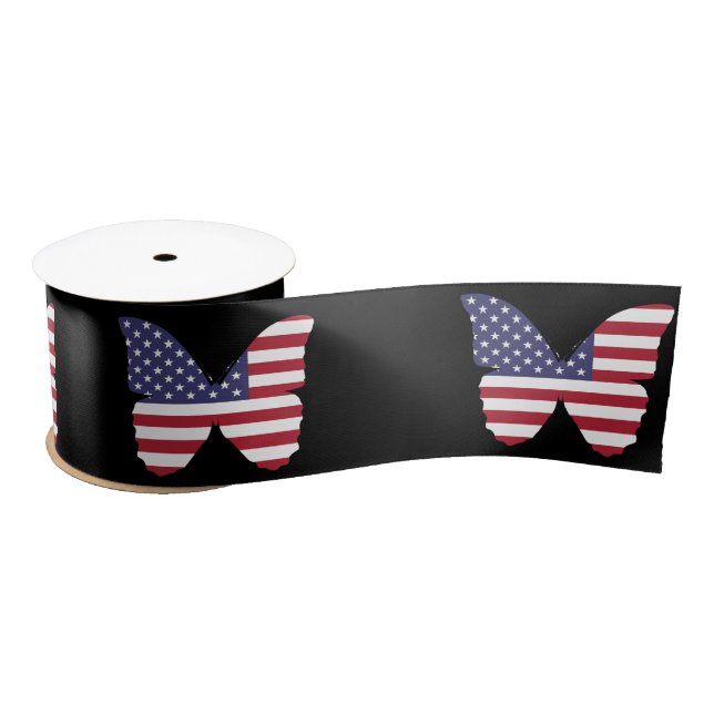 american flag butterfly ribbon (Spool)