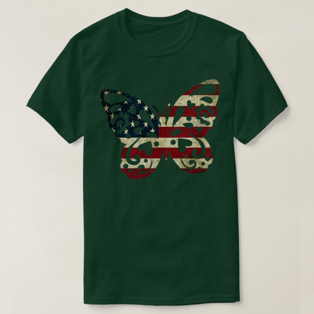 American Flag Butterfly T-Shirt (Design Front)