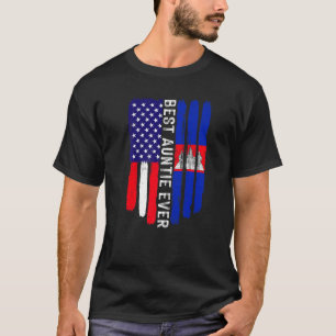 American Flag & Cambodia Flag Best Auntie Ever Fam T-Shirt
