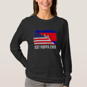 American Flag Cambodia Flag Best Poppa Ever Family T-Shirt