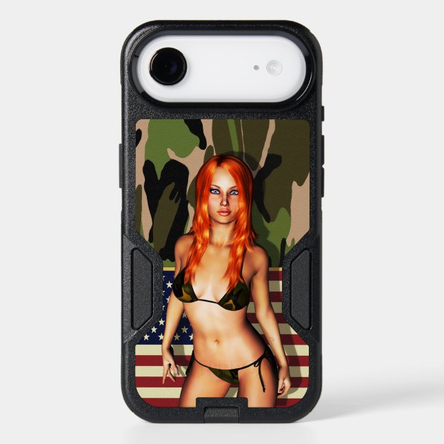 American Flag Camo Bikini Babe Otterbox iPhone Case (Back)