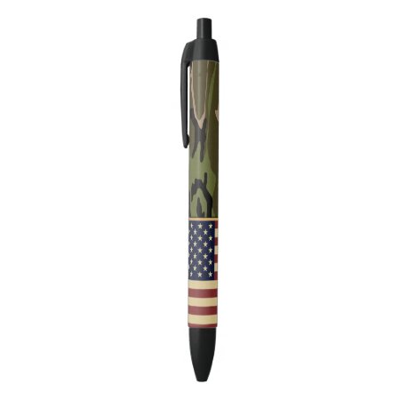 American Flag Camo Black Ink Pen