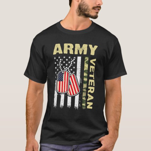 American Flag Camo Proud Us Army Veteran T_Shirt