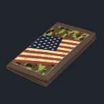 American Flag Camo Tri-fold Wallet<br><div class="desc">Grungy USA American Flag on green camouflage.</div>