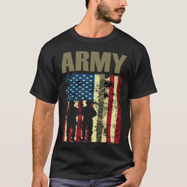 American Flag Camo Us Army 4th Of July Usa Militar T-Shirt (Front)