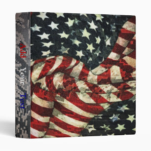 American Flag-Camouflage by Shirley Taylor 3 Ring Binder