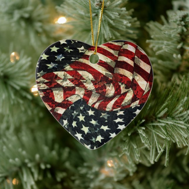 American Flag-Camouflage by Shirley Taylor Ceramic Ornament (Tree)