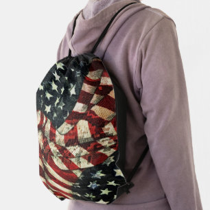 American Flag-Camouflage by Shirley Taylor Drawstring Bag