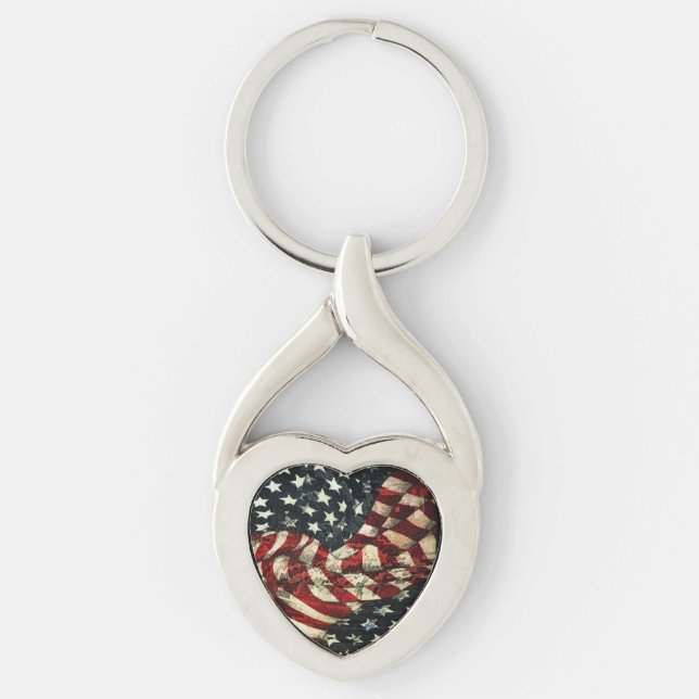 American Flag-Camouflage by Shirley Taylor Keychain (Front)