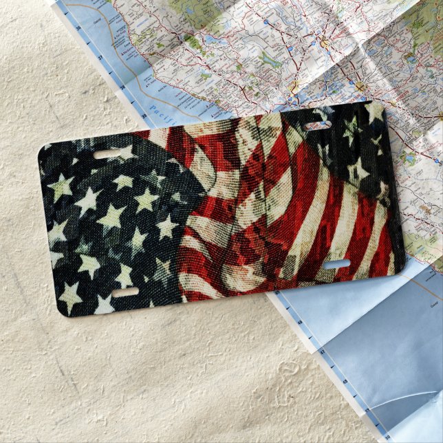 American Flag-Camouflage by Shirley Taylor License Plate (In Situ)