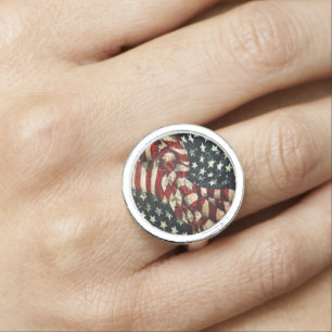 American Flag-Camouflage by Shirley Taylor Ring