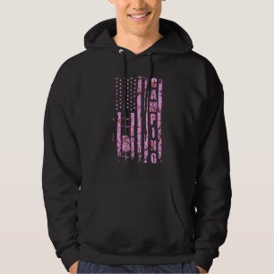 American Flag Camping  4th Of July Camper Hiking F Hoodie
