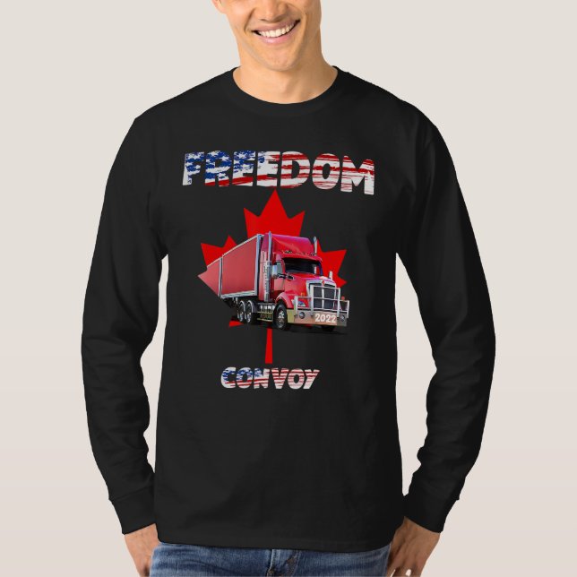 American Flag Canada Flag Freedom Convoy 2022 Truc T-Shirt (Front)