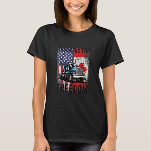 American Flag Canada Flag Freedom Convoy 2022 Truc T_Shirt