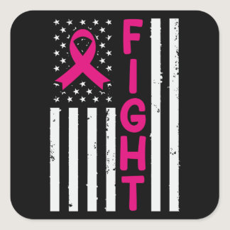 American flag cancer awareness square sticker