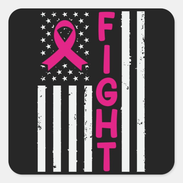 American flag cancer awareness square sticker (Front)