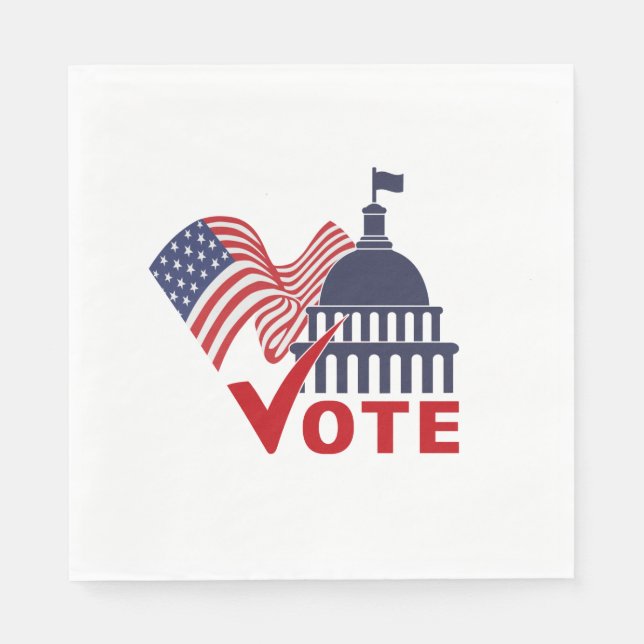 American Flag, Capital Vote Check Mark       Napkins (Front)