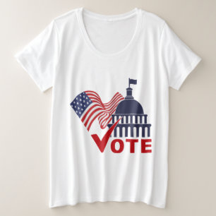 American Flag, Capital Vote Check Mark Plus Size T-Shirt