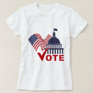 American Flag, Capital Vote Check Mark T-Shirt