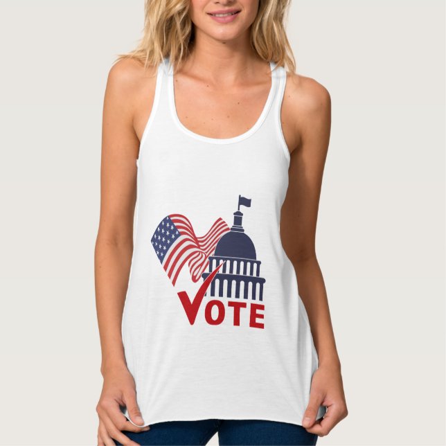 American Flag, Capital Vote Check Mark  Tank Top (Front)