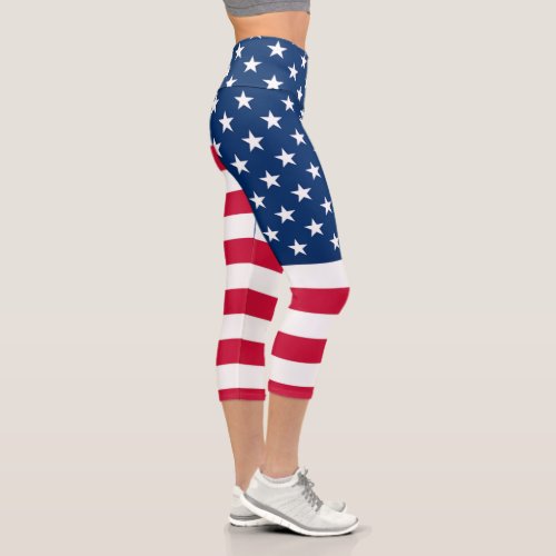 American Flag Capri Leggings USA