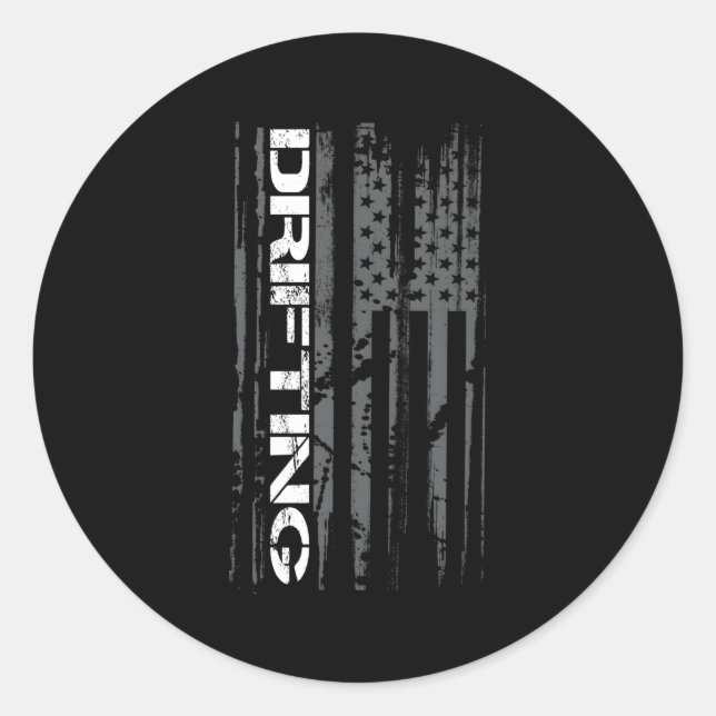 American Flag Car Racing Drifting Classic Round Sticker (Front)