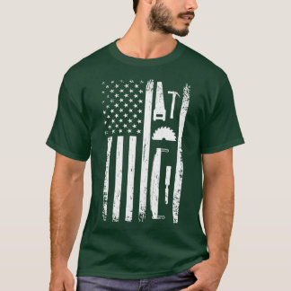 American Flag Carpenter Tools Woodworker Craftsman T-Shirt
