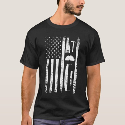 American Flag Carpenter Tools Woodworker Craftsman T_Shirt