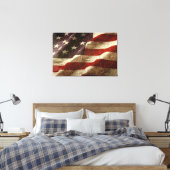 American Flag Carved in Stone Canvas Print (Insitu(Bedroom))