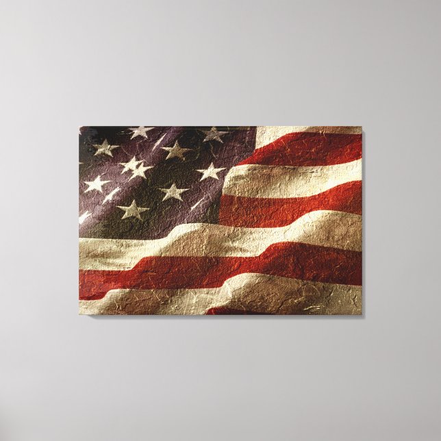 American Flag Carved in Stone Canvas Print (Front)