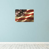 American Flag Carved in Stone Canvas Print (Insitu(Wood Floor))
