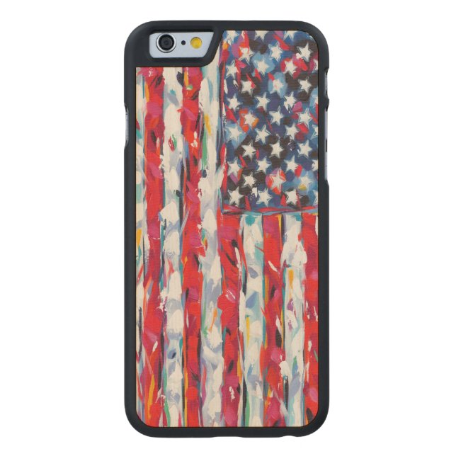 American Flag Carved Wood iPhone Case (Back)