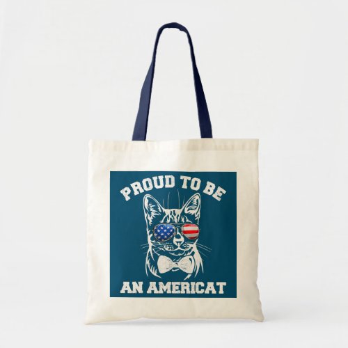 American Flag Cat Cute 4th Of July Independence Tote Bag