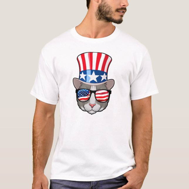 American Flag Cat With Top Hat And Glasses (Front)