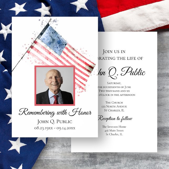 American Flag Celebration of Life Memorial Invitation (Creator Uploaded)