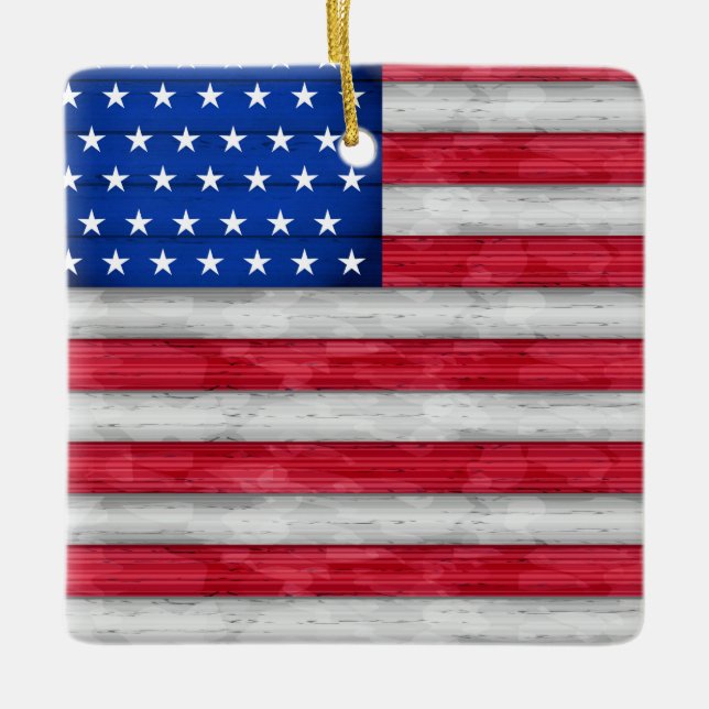 American Flag Ceramic Ornament (Front)