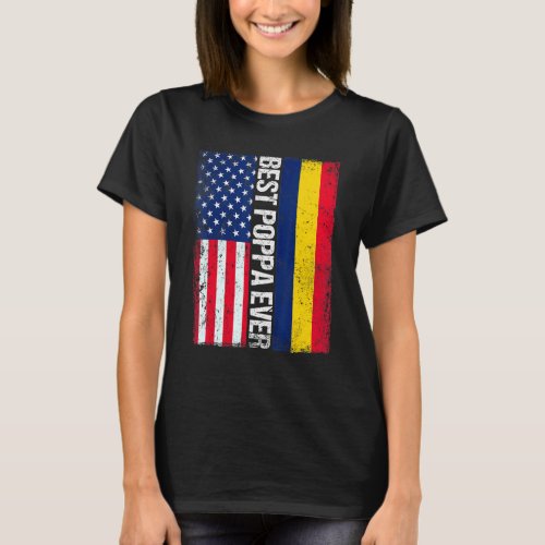 American Flag Chad Flag Best Poppa Ever Family T_Shirt