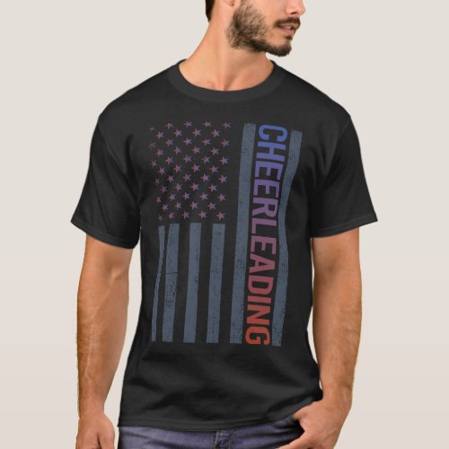 American Flag Cheerleading Cheerleader T_Shirt