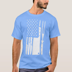 American Flag Chef Cool Knife Set Butcher Cooking  T-Shirt
