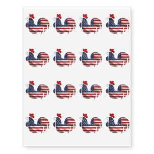 American Flag Chicken Funny Pet Lover Gifts Temporary Tattoos