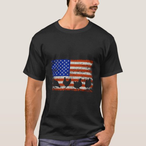 American Flag Chickens Chicken Owners Chicken Them T_Shirt