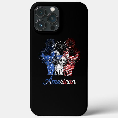 American Flag Chihuahua Dogs 4th Of July iPhone 13 Pro Max Case