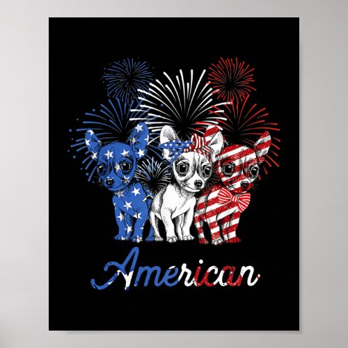 American Flag Chihuahua Dogs 4th Of July Poster